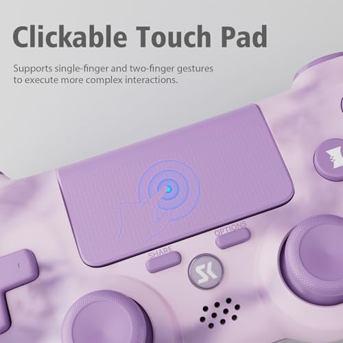 Image of Controller for PS4, Wireless Controller 2 Pack for Sony PlayStation 4 /Slim /Pro, with 6-Axis Motion Sensor /Double Vibration /Touch Pad /Speaker & 3.5mm Audio Jack /800mAh Battery /USB-C Cable, Pink + Blue
