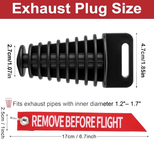 Image of Muffler Exhaust Wash Plug, Hoedia 2 Pack Wash Plugs with 2 Streamers, Fit most 2 Stroke 4 Stroke Motorcycle Bikes with Rubber Exhaust Silencer (1.08-1.85 Inch)