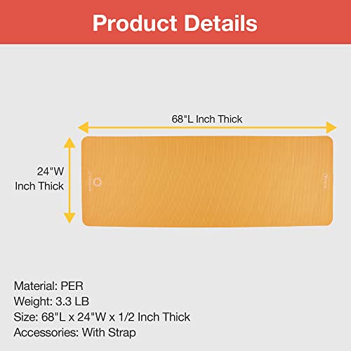 Primasole Yoga Mat Eco-Friendly Material 1/2"(10Mm) Non-Slip Yoga Pilates Fitness At Home & Gym Twin Color Coral Red/Gray Pss91Nh075A #TOP5