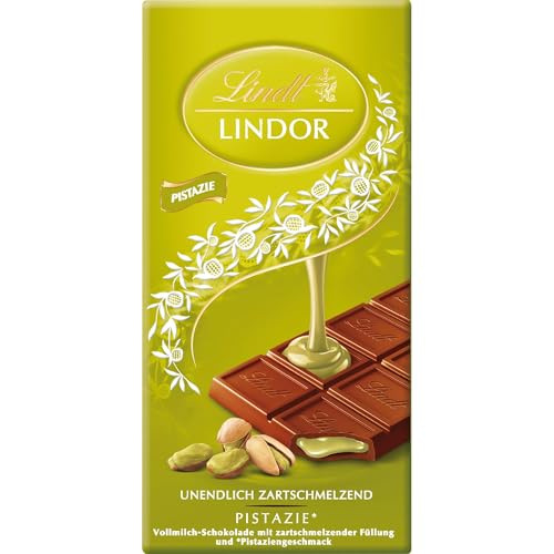 Lindt Chocolate Lindor Pistacho | Pizarra de 100 g | El mejor chocolate con leche entera con un relleno infinito de fusión suave con sabor a pistacho | Pizarra de chocolate | Regalo de chocolate
