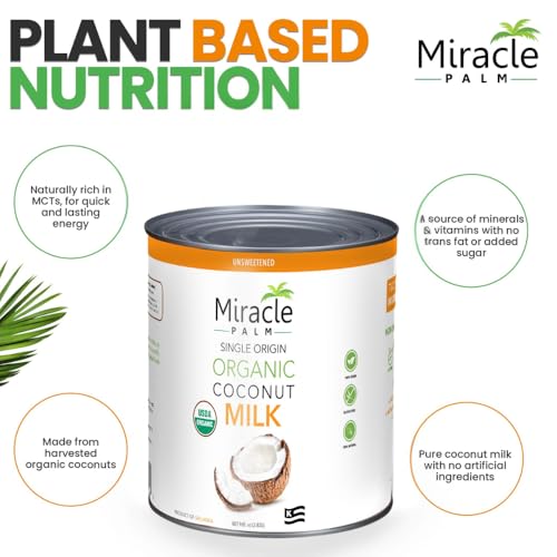 Image of Miracle Palm Coconut Milk Unsweetened - Coconut Milk Canned, Additive Free Organic 96 Fl Oz (Pack of 6)