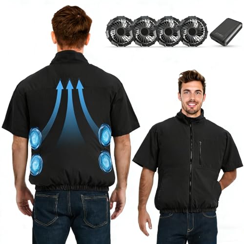 FERNIDA Cooling Fan Vests for Men Electric Air Conditioned Jackets with Fan for Hot Weather Black XXL