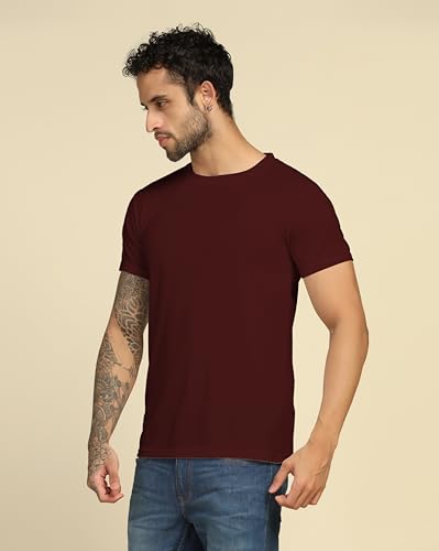 Image of VastraVibes Cotton Regular Fit T-Shirt Round Neck Casual Mens Plain Tshirt