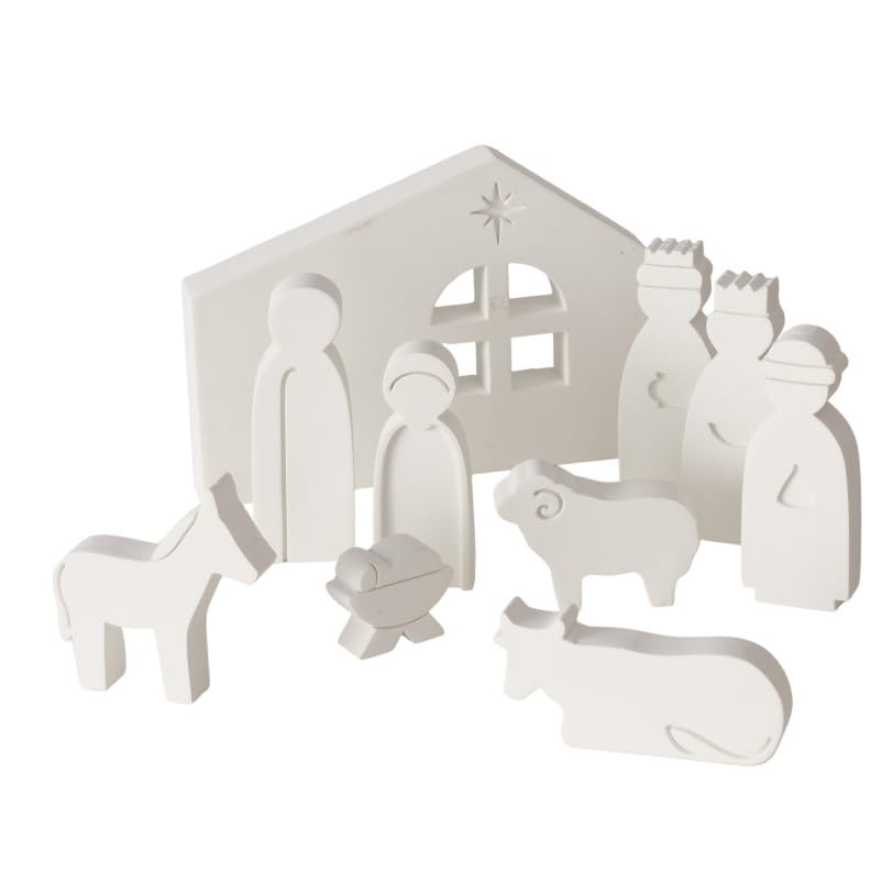 RiloStore WEIHNACHTSKRIPPE groß weiss Beton b132 KRIPPENFIGUREN...