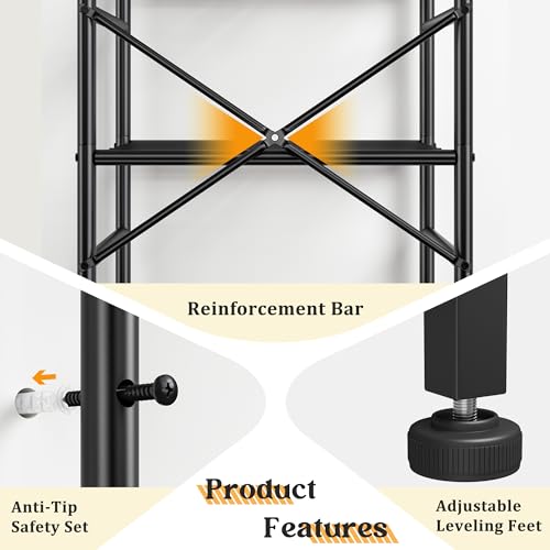 Image of DurayLoly Metal Shelving with Hooks & Side Panel for Pantry Storage, 5-Tier | More dense wire diameters, Reinforcing Ribs, Leveling Feet, easy assembly, 550LBS Heavy Duty Shelving, Kitchen Laundry Room