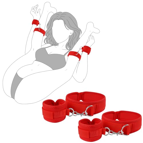 Image of Sex Bondage Wrist & Thigh Cuffs BDSM Restraints Set, Sex Toys for Women with Adjustable Leg Straps Handcuffs for Couple SM Game Play