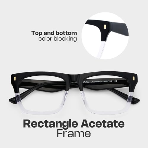 Image of Zeelool Rectangle Glasses Frames for Men, Acetate Eyeglasses Eyewear Frame with Clear Lens & Metal Hinges ZJGA996987