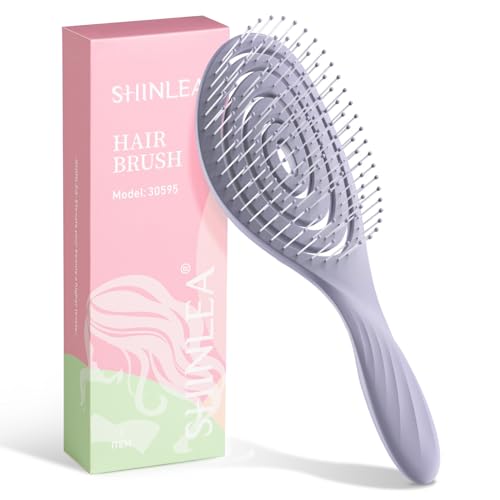 Detangle Hair Brush, Detangling Wet & Dry Spiral Hairbrush for Women, Men, Kids, Vented Detangler for Blow Drying, Glide Through Tangles For All Hair Types (Purple)