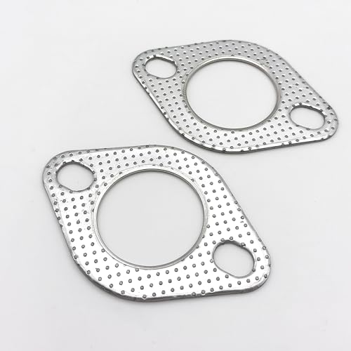 Image of 2 Inch 51mm Exhaust Gasket 2 Bolt for Muffler Flange Manifold High Temperature Graphite w /Fire Ring 2 Pcs