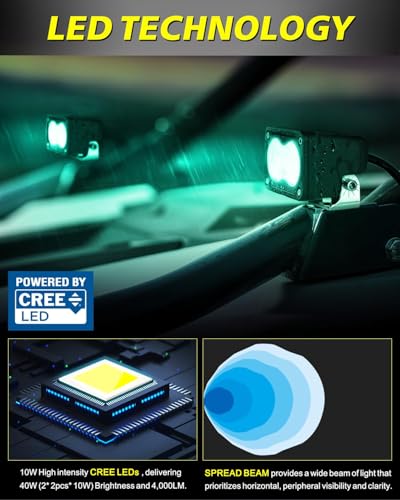 Image of Green LED Pods 3 inch 40W Diffused CREE LED Pod Lights | Green Hunting Fishing Light Pods Scene Chase Light Bars for Truck Pickup Tractor Trailer Van Boat UTV