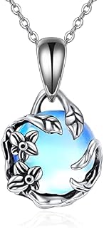 VENACOLY Moonstone Necklace Sterling Silver Flower/Butterfly/Bee Pendant Necklace Moonstone Jewellery Valentines Gifts for Women