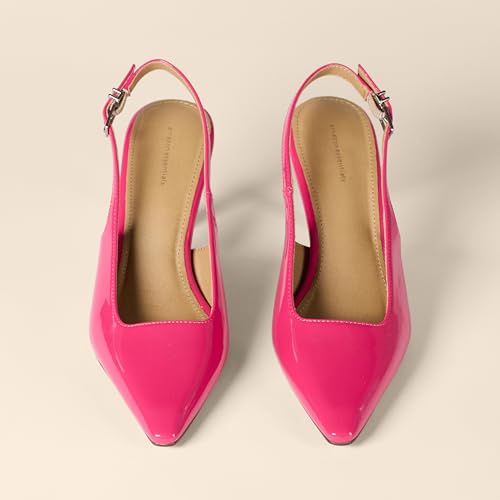 Image of Amazon Essentials Women's Pointed Toe Slingback Heels with Ankle Strap | Dress Shoes