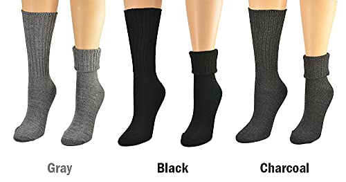 Girls & Womens Knee High School Uniform Socks - 3 Pack, Acrylic Ribbed Crew with Turn Cuff, Odor Control & Moisture-Wicking2