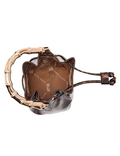 Anne Klein Womens Mini Bucket with Gold Bamboo Handle, Tortoise3
