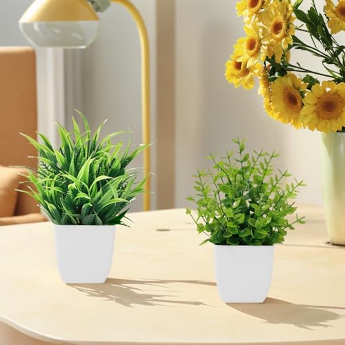 Bafenli 4 Pack Mini Artificial Plants Greenery Potted Plastic Fake Plants for Home Bathroom Office Table Decor - Cosy Home Interiors Bafenli 4 Pack Mini Artificial Plants Greenery Potted Plastic Fake Plants for Home Bathroom Office Table Decor - Image 4