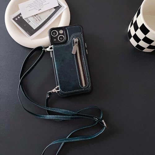 Étui portefeuille en cuir vert idéal pour voyager léger avec votre iPhone 13 Pro