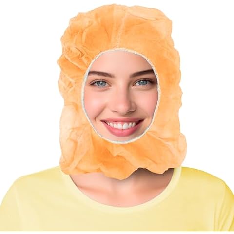 AMZ Medical Supply Polypropylene Hooded Caps One Size, Orange Disposable Hood Caps 100 Pack, Non-Woven Unisex Disposable Head Caps, Breathable Surgical Hoods, Lightweight Protective Hood Cover