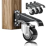DOZAWA Workbench Casters Kit, 660 Lbs Retractable Casters Set of 4 Heavy Duty, 2.5' Side Mount Caster Wheels, Stepdown Castor Wheel for Workbenches, Machinery and Tables