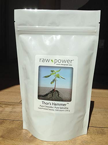 Raw Power Thor's Hammer (1000 Tablets Pure Chlorella/Spirulina Blend), Organics Brand #TOP1