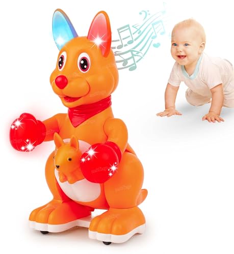 Image of Zest 4 Toyz Musical Kangaroo Toy with Lights Sound and Moving Parts Walking Hopping Kangaroo with Boxing Gloves Battery Operated Musical Toy for Kids Boys & Girls - Multicolor