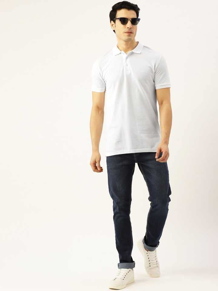 Image of Men's Poly Cotton-Matty Tshirt with Regular Fit Solid Pattern Half Sleeve Standard Length and Button Down Closure|Men's T-Shirts