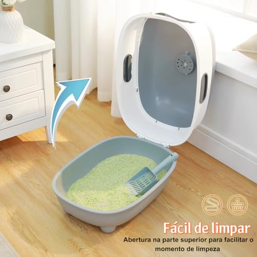Caixa De Areia Banheiro Sanitário Gatos Fechado Anti Odor