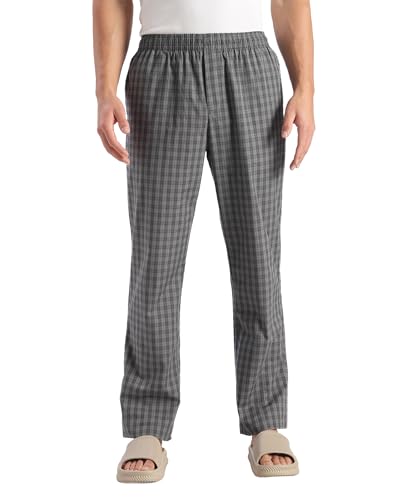 Image of Jockey 9009 Men Super Combed Cotton Woven Fabric Regular Fit Checkered Pyjama with Side Pockets