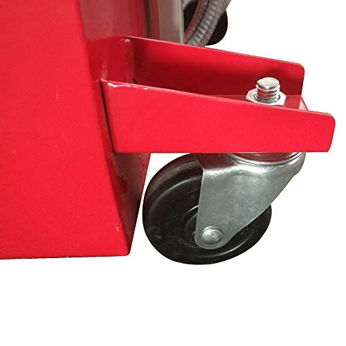 Portable 20 Gallon Oil Drain Pan Low Profile Dolly w/Pump 8’ Hose Car Truck