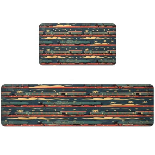 Tapete de cocina lavable VAPOKF para evitar resbalones y proteger el suelo, juego de 2 piezas 2