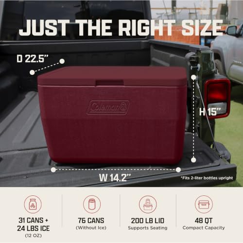 Image of Coleman Chiller 9 /16 /30 /48 /60qt Cooler with Ice Retention, Leak Resistant, Great for Camping, Concerts, Sports, and More