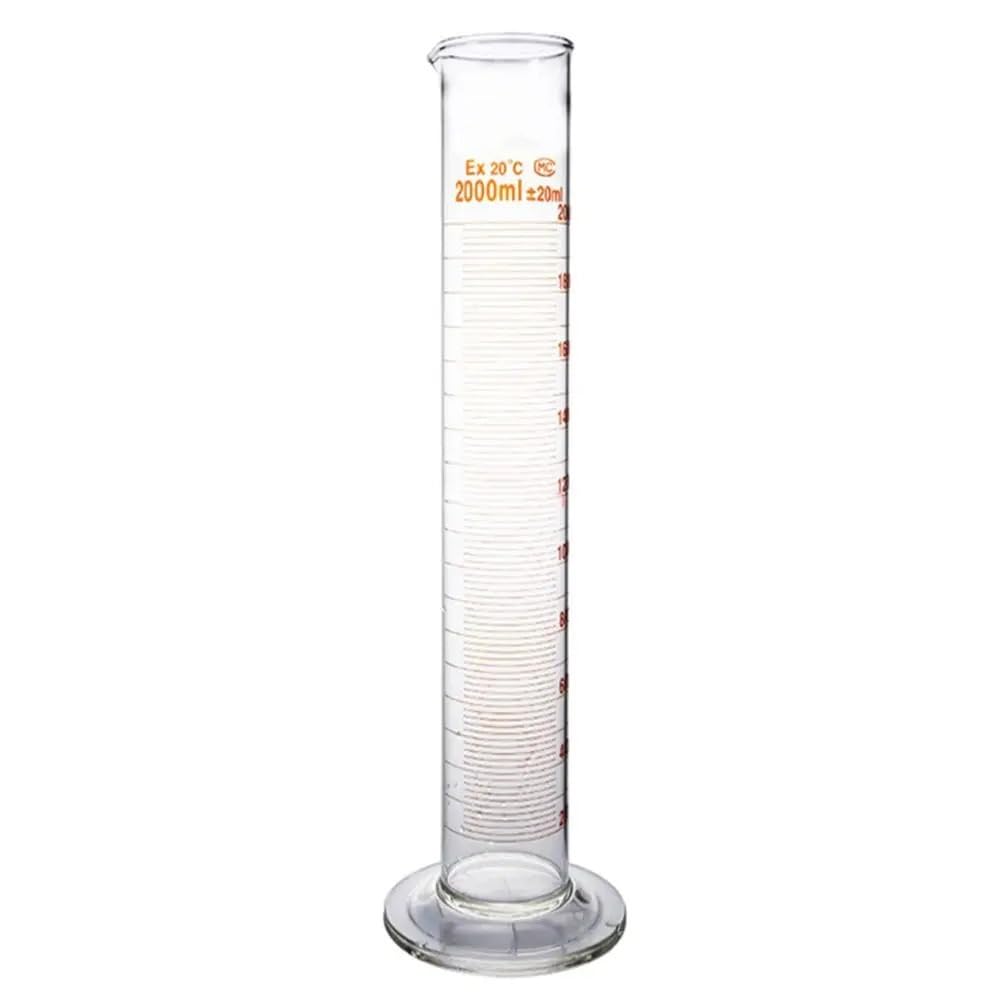 Probeta de vidrio de 2000 ml, graduación de 2 l, con boquilla, cristalería de laboratorio