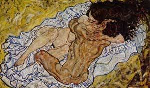 Peinture à l'huile Embrace Egon Schiele tableau art expressionniste