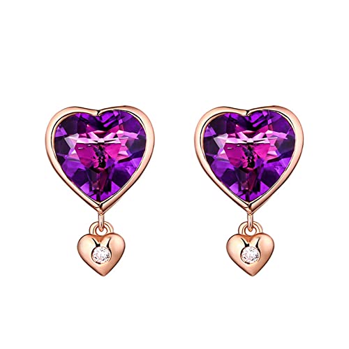 Boucles d'oreilles améthyste en or rose 18k pour un mariage élégant