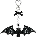 UniCrena Y2k Cat Plush Keychain Cute - Black Fuzzy Kitty Bag Purse Charms Kawaii Key Chain Halloween Gifts for Cat Lover