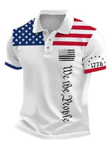 Faithgee Independence Day Flag We The People Polo Shirt Mens Freedom Since 1776 Tee