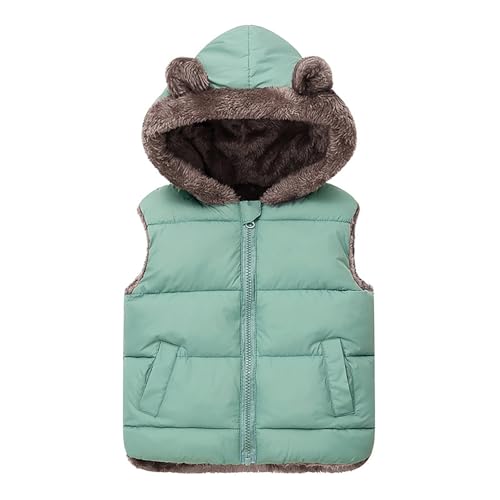 Boys Girls Cute Puffer Vest Zip up Fuzzy Fleece Thick Padded Hoodie Jacket with Bear Ears Toddler Kids Fall Winter Warm Coat