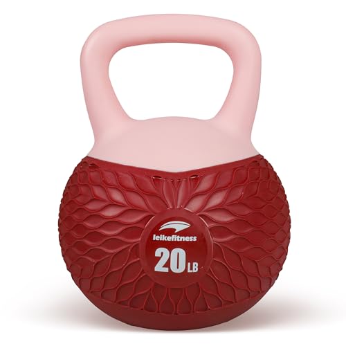 Leikefitness Soft Kettlebell 20lb, Anti-Slip Grip, Red