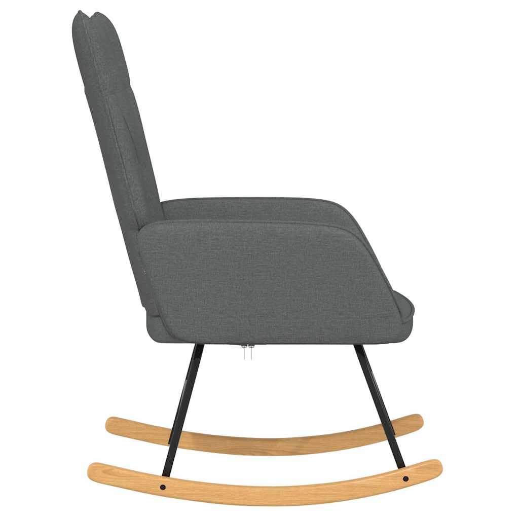 Silla mecedora con tapicería de tela y espuma, marco de acero, patines de madera y 7 botones acolchados para una comodidad moderna