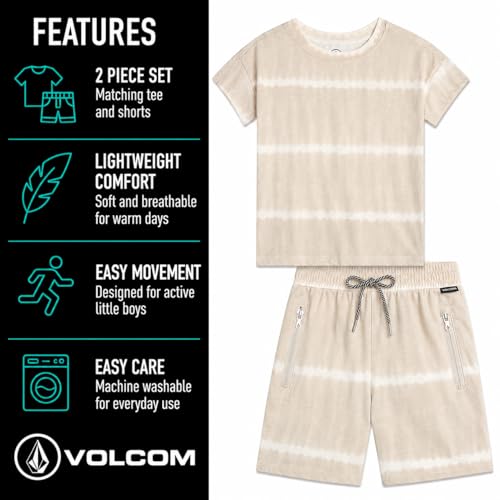 Image of Volcom Toddler Baby Boy Shorts Set - 2 Piece Short Sleeve Graphic Tees and Shorts Infant Toddler Little Boys Summer Outfits