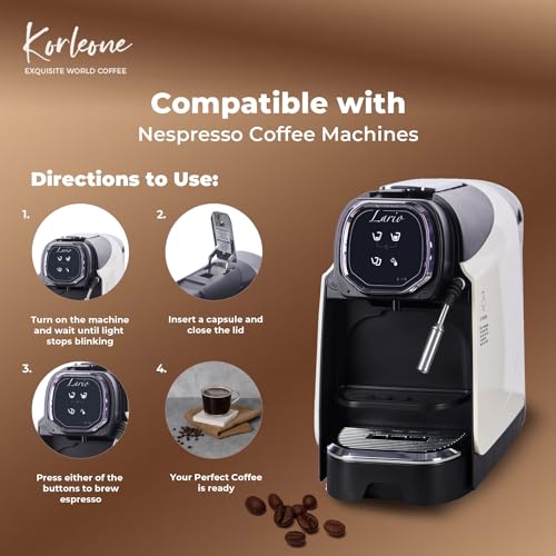 Image of KORLEONE EXQUISITE WORLD COFFEE Aluminium Coffee Capsules Compatible With Nespresso Intensity 9 Dark Rost Level Rich In Flavor For Brewing A Perfect Coffee Cup In Seconds (Vanilla), 50 Gm