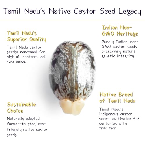 Image of Wood Pressed Castor Oil - 500 ML GLASS BOTTLE | Pure Cold-Pressed Arandi Oil | Edible Grade | Hair Growth Skin Care Eyelashes, Nails | Native Castor Seeds from Tamil Nadu | 100% Natural by Farmers Society