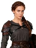 Medieval Leather Pauldron Shoulder Armor Viking Renaissance LARP Cosplay Accessory for Women (Brown)