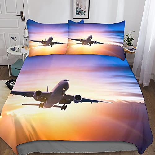 Housse de couette 3D aéronefs avec zip pour lit King size