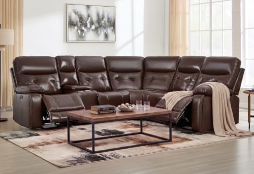 CANMOV Genuine Leather L-Shaped Power Recliner