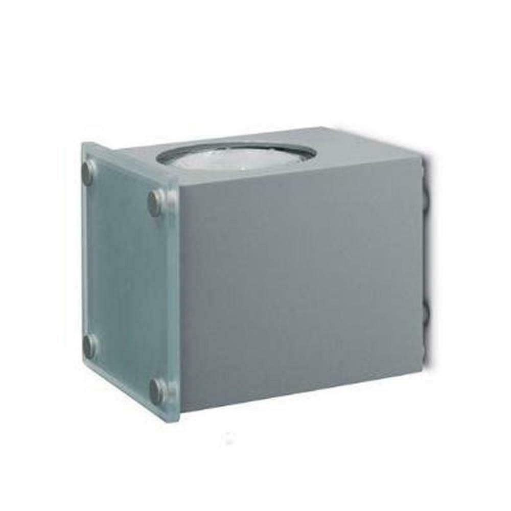 LinzJCC JC47024 Mains 240V Hallway Stair Light SILVER Modern Contemporary Funky Frosted glass fascia Decorative Halogen 75mm Aluminium Square Cube Wall Washer Step Creative Gallery Hi Spot Uplight