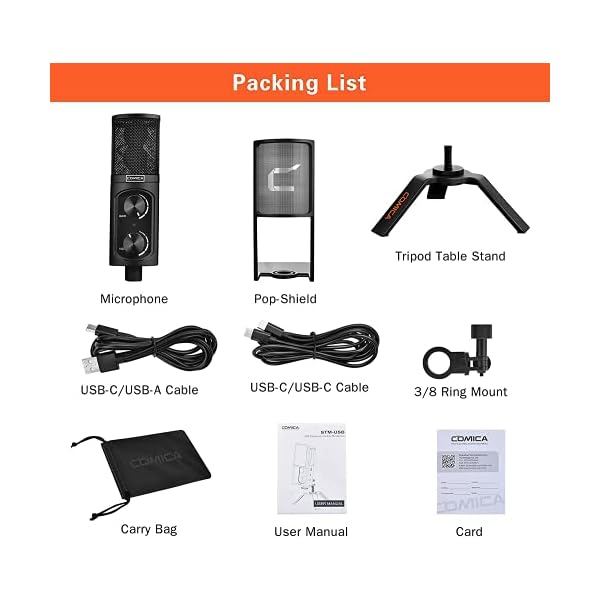 comica STM-USB Kondensator Mikrofon für USB C Smartphone und Computer,Desktop Mikrofone mit Ständer Plug & Play Computer… – Bild 7