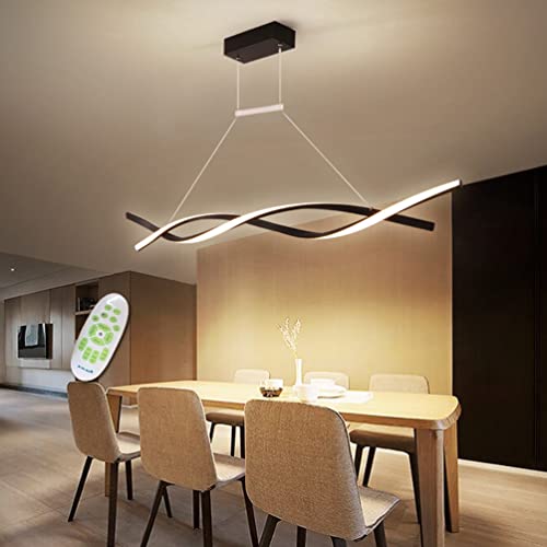 LED Pendelleuchte Esstischlampe 46W Dimmbar Moderne Spirale Design Hängeleuchte Höhenverstellbar Esszimmer Hängelampe mit Fernbedienung Kronleuchter Wohnzimmer Esstisch Büro Küche Bar Hängend Lampen Cover