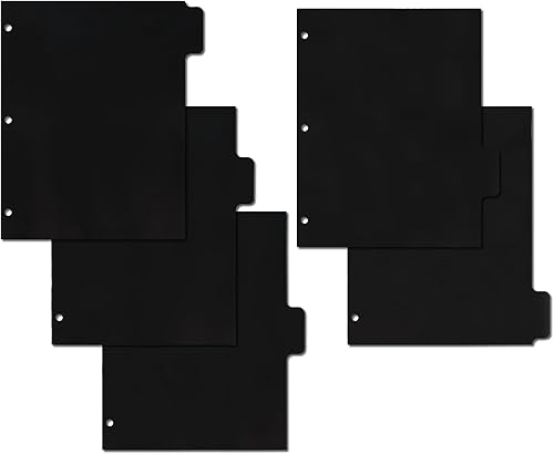 Buqoo Divisores de 5 pestañas para protectores de página con 3 anillas, separadores de hojas, separadores de índice insertables, 3 agujeros,