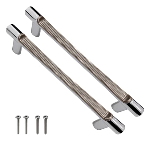 Image of VOLO Wardrobe Cabinet Handle - Sleek Pull Handle for Drawers, Wardrobes, Sliding Doors, and Cabinets in Kitchen, Bedroom, and Office (R-241) (2, Silver, 160MM (8 Inch))