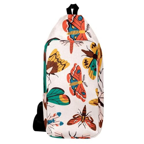 Mochila bandolera unisex multicolor con estampado de mariposas y polillas